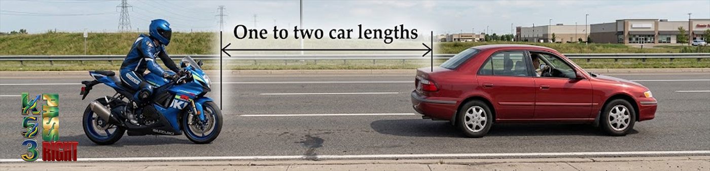 Motorcycle maintaining a safe following distance